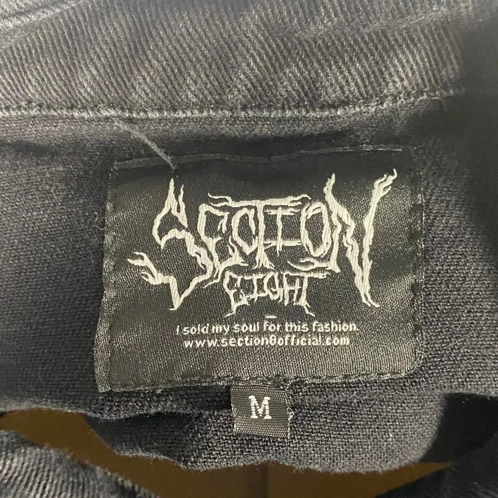 Section Eight black denim jacket‎ white graphic design size medium grunge alt